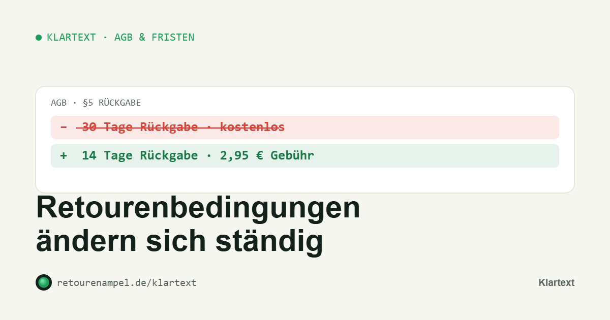 Retourenbedingungen ändern sich ständig – RetourenAmpel Klartext